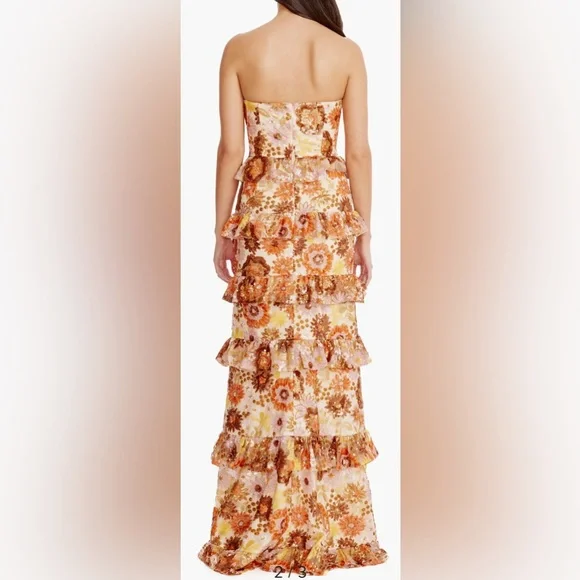 Dress the Population Multicolor Floral Strapless Gown - Picture 2 of 11